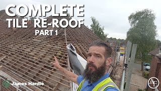 COMPLETE TILE REROOF PART 1 [upl. by Kimbra670]