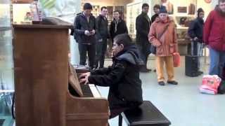 11 year old George plays incredible Beethoven quotWaldsteinquot Sonata at the train station [upl. by Iinden423]