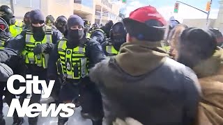 Police clash with protesters in Ottawa [upl. by Henden]