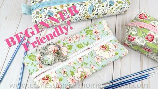 EASY Boxed Zipper Notions Pouch  Beginner Friendly  SEWING TUTORIAL [upl. by Lauretta]