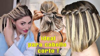 PEINADOS FÁCILES CON TRENZAS PARA CABELLO CORTO  chicas fashions [upl. by Valerye]