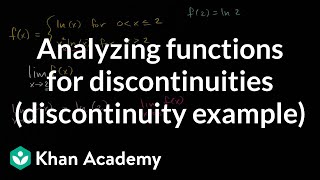 Analyzing functions for discontinuities discontinuity example  AP Calculus AB  Khan Academy [upl. by Millford]