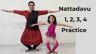 Bharatanatyam Basics Episode 16 Nattadavu 1 2 3 4 Practice [upl. by Adnovaj]