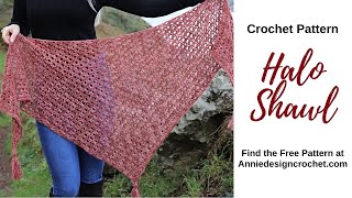 Easy Crochet Shawl Pattern  Halo Shawl [upl. by Ahsert]