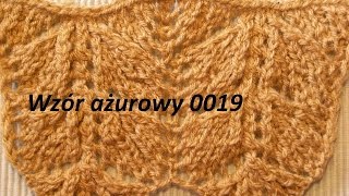 Wzór ażurowy 0019Robótki na drutach Dzierganie dla początkującychTutorial [upl. by Nosrak]