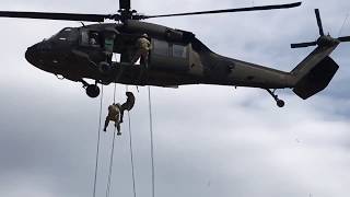 Air Assault Trainees Rappel from UH60 Black Hawk Helicopters [upl. by Cressler991]