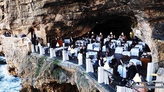 Cave Restaurant in Polignano a Mare Puglia Italy  Grotta Palazzese [upl. by Everett104]