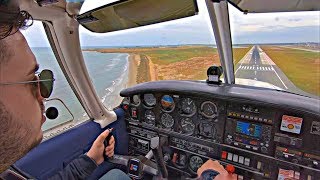 Piper PA28 Cherokee  SHORT FINAL amp Cockpit Landing at LCA Airport  Cockpit View amp ATC [upl. by Anhavas95]