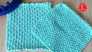 LOOM KNIT Dishcloth Washcloth Seed Stitch Textured  Beginner Easy [upl. by Assed]