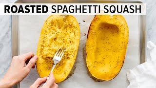 HOW TO COOK SPAGHETTI SQUASH  easy roasted spaghetti squash recipe [upl. by Brookhouse]