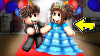 Baby Brooks FIRST SCHOOL DANCE In Roblox Brookhaven [upl. by Nylirej]