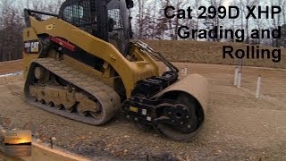 Cat 299D XHP Grading and Rolling with a Cat CV16B Vibratory Drum Compactor [upl. by Alakam]