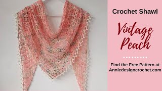 One Skein Crochet Triangle Shawl Vintage Peach [upl. by Naimerej701]