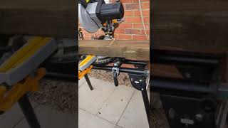 Cutting a sleeper with a Evolution Mitre saw [upl. by Akcimehs]