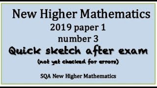 2019 SQA Higher Mathematics paper 1 no3 Quick Sketch [upl. by Anitan]