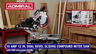 Admiral 12 In DualBevel Sliding Compound Miter Saw With LED amp Laser Guide  Item 64686 [upl. by Aciras]