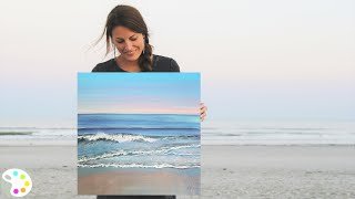 How to Paint in Acrylics  Ocean Painting Tutorial [upl. by Baseler40]