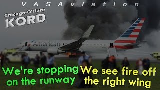 REAL ATC American B763 RTO  CAUGHT FIRE at Chicago OHare  3D [upl. by Walston]