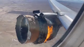 Watch Boeing 777 Engine Catches Fire Over Colorado [upl. by Iridis]