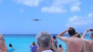 Amazing Landing at Princess Juliana Airport St Maarten KLM ASIA [upl. by Aelhsa]