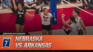 Nebraska vs Arkansas 2023 NCAA volleyball quarterfinal highlights [upl. by Eelynnhoj582]