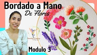 BORDADO DE FLORES a Mano para Principiantes Paso a Paso 🌸 Modulo 3 [upl. by Acinemod]