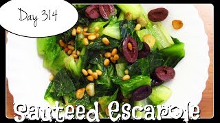 Sauteed Escarole Recipe by Laura Vitale Food Challenge DAY 314 [upl. by Eilhsa]