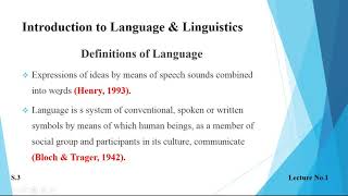 Introduction to Language amp Linguistics  Lesson  1 [upl. by Naux]