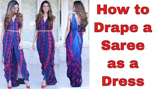 How to Drape a Saree as a Dress  Tia Bhuva [upl. by Mcfadden]