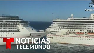 Así fue el impresionante choque de los dos cruceros en Cozumel México  Noticias Telemundo [upl. by Lanor659]