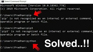 Solved pythonpippip3 is not recognized as an internal or external command  python command error [upl. by Ligetti805]