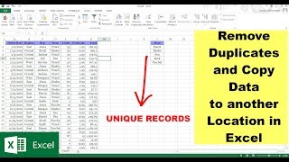 Remove Duplicates and Copy Data to another location in Excel [upl. by Nylssej725]