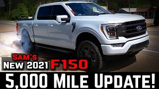 2021 F 150 Lariat  5000 Mile Owner Update  Space White 50 Lariat Sport  Oil Consumption Check [upl. by Kruter]