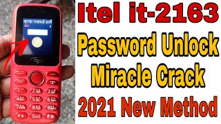 Itel it2163 Password Unlock With Miracle Crack  2021 Method  Ramu Mobile Solution [upl. by Tenneb]