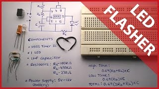 Flashing LED circuit using 555 timer  With theory amp explanation [upl. by Lai362]