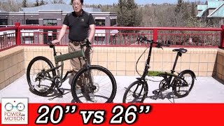 Comparison of 26quot vs 20quot inch Folding Bikes  Calgary  Tern  Montague  Dahon  Brompton  Alberta [upl. by Ataner]