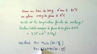 CHIMIE  CALORIMETRIE  mélange eau glace [upl. by Elbert]