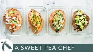 4 Easy Stuffed Baked Sweet Potato Recipes  A Sweet Pea Chef [upl. by Aramahs]