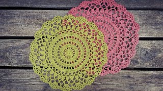 How To Crochet Easy Round Lace Doily [upl. by Yenittirb]