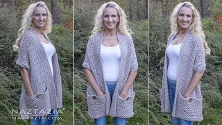 HOW to CROCHET POCKET SHAWL  Easy Wrap with Pockets by Naztazia [upl. by Ggerg]