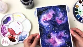 Galaxie malen  MODERNES AQUARELL [upl. by Hniht487]