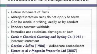 Misrepresentation Lecture 1 of 4 [upl. by Icram662]