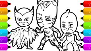 PJ Masks Coloring Pages  How to Draw Catboy Gekko and Owlette [upl. by Elrod231]