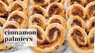 Cinnamon Palmiers  Easy 4Ingredient Puff Pastry Cookies [upl. by Vizzone669]