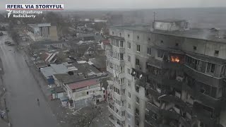 RussiaUkraine war Video shows destruction near Kyiv [upl. by Durward500]