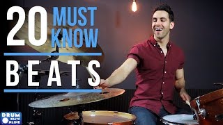 20 MUST KNOW Drum Beats For Beginner Drummers  Drum Beats Online [upl. by Nyrhtak]