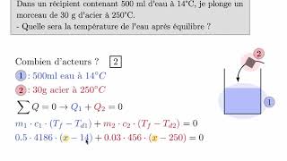 Calorimétrie  exemple déquilibre thermique [upl. by Hsekar]