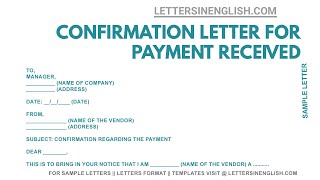 Payment Confirmation Letter – Sample Letter of Confirmation [upl. by Nuarb]