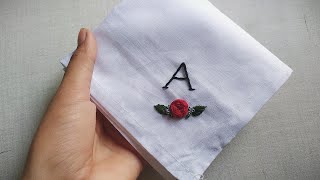 How to Embroder on handkerchief  Hand embroidery for beginners  Lets Explore [upl. by Hepzi]