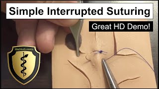 SUTURE Tutorial Simple Interrupted Suture  Stepbystep instruction in HD [upl. by Aikym]